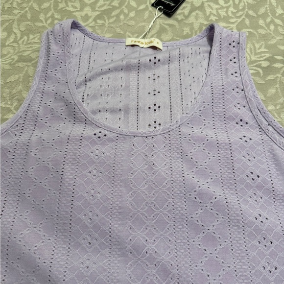 Finesse Lavender Eyelet Tank Top - Picture 3 of 3